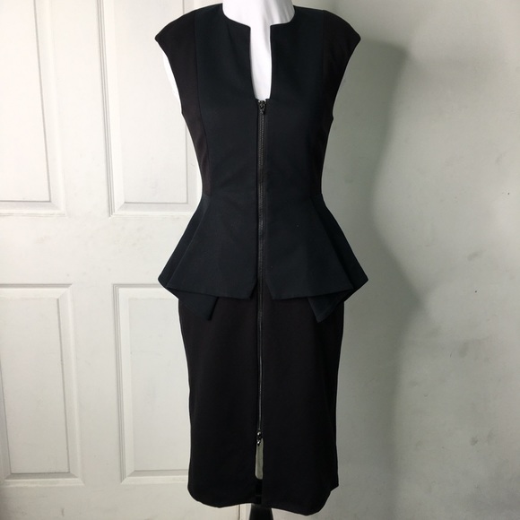 Ted Baker Womens Black Sleeveless Full Zip Peplum Sheath Dress Size 1 Small - Picture 3 of 13